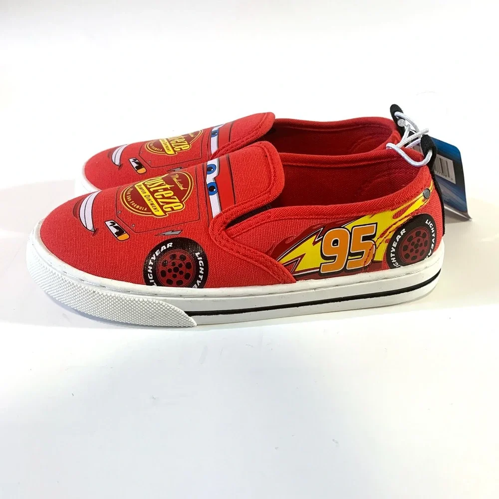 Disney Pixar Cars Lightning McQueen Canvas Slip On Shoes Rust-eze Youth Sz‎ 12